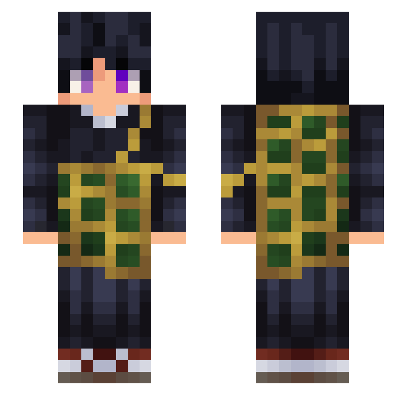 Techon Minecraft skin, front and back view