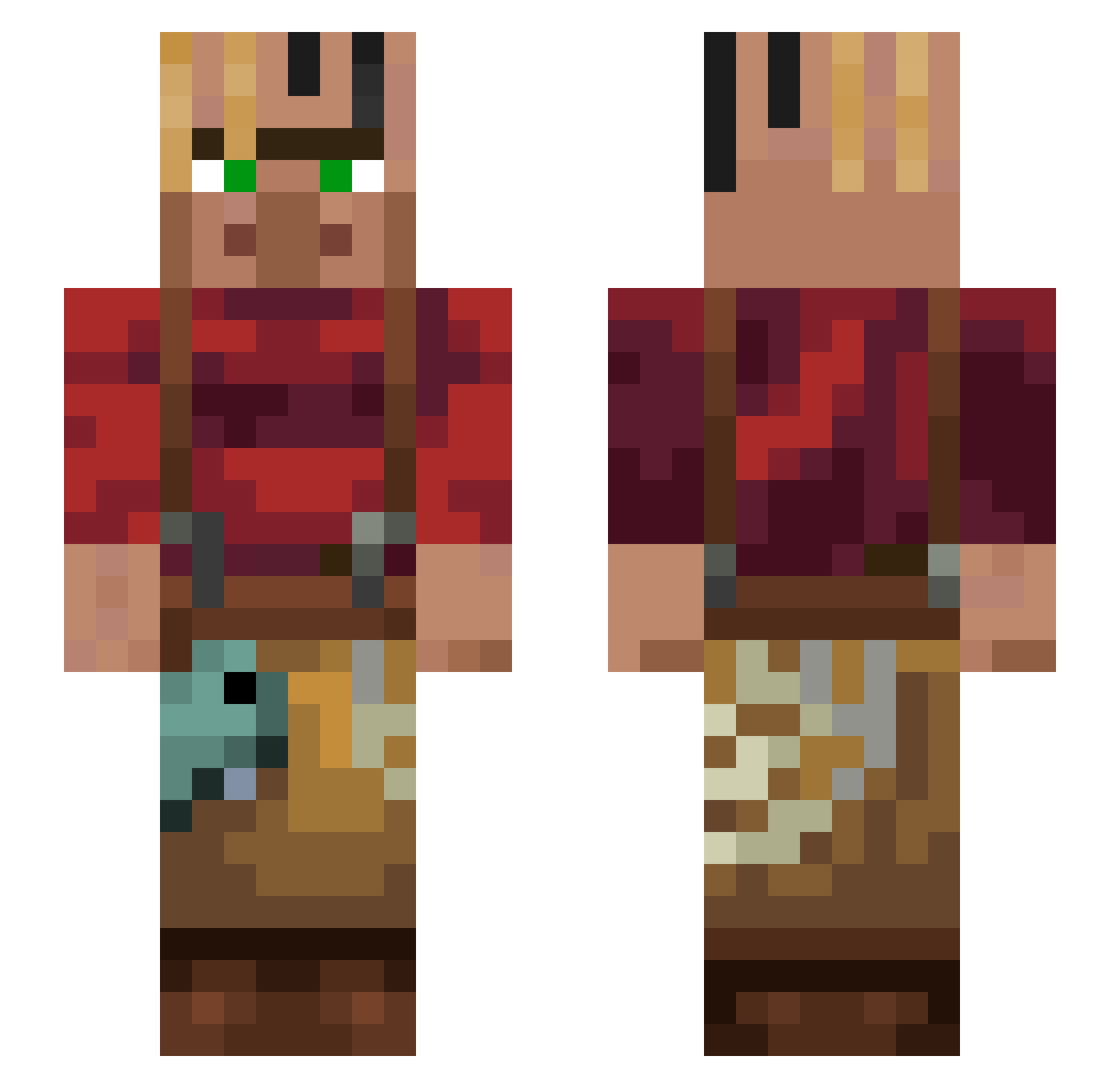 Emhe Minecraft skin, front and back view