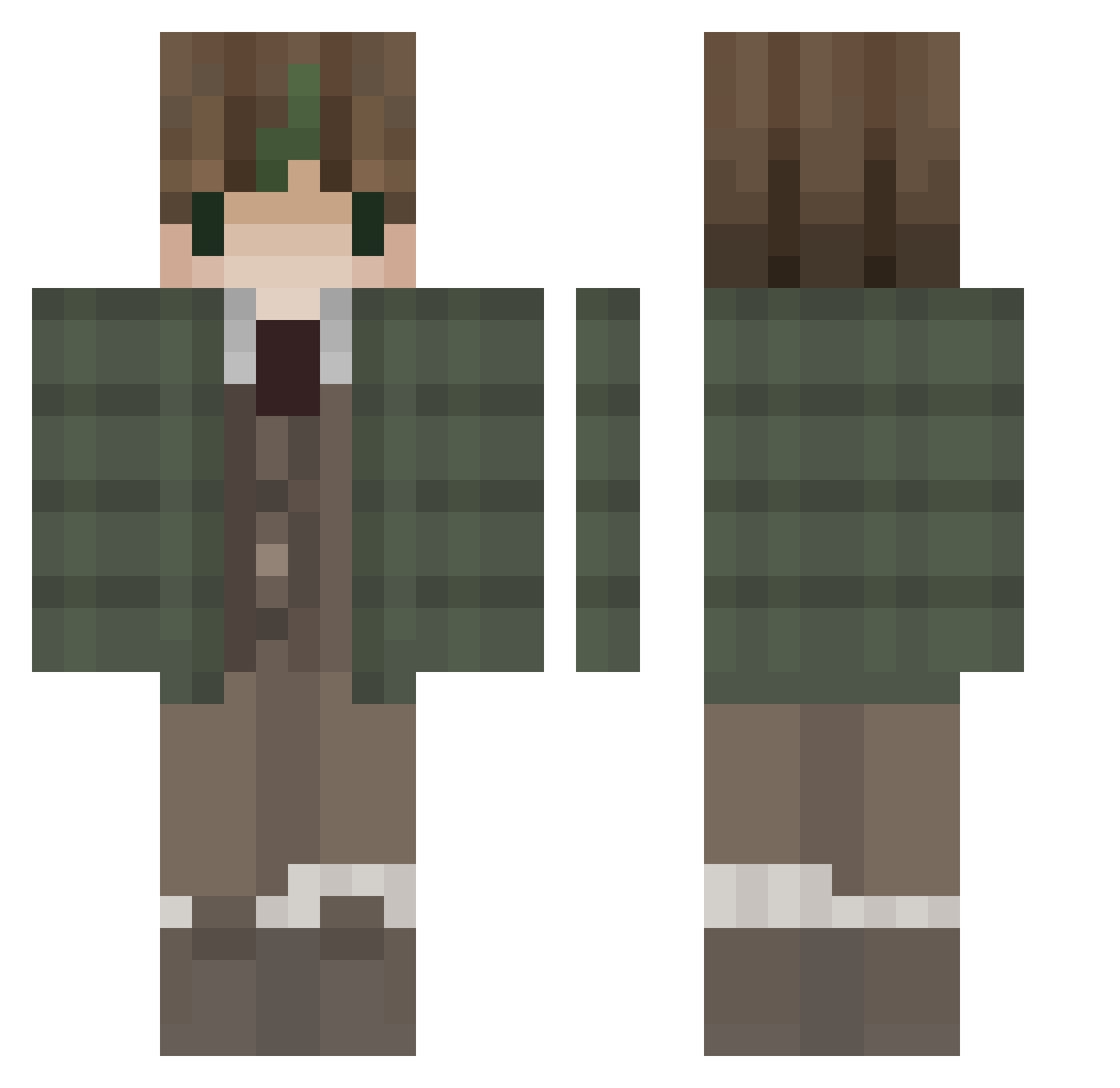 pitypartie Minecraft skin, front and back view