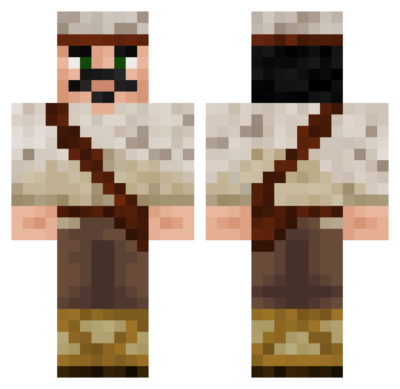 Callaicus Minecraft skin, front and back view