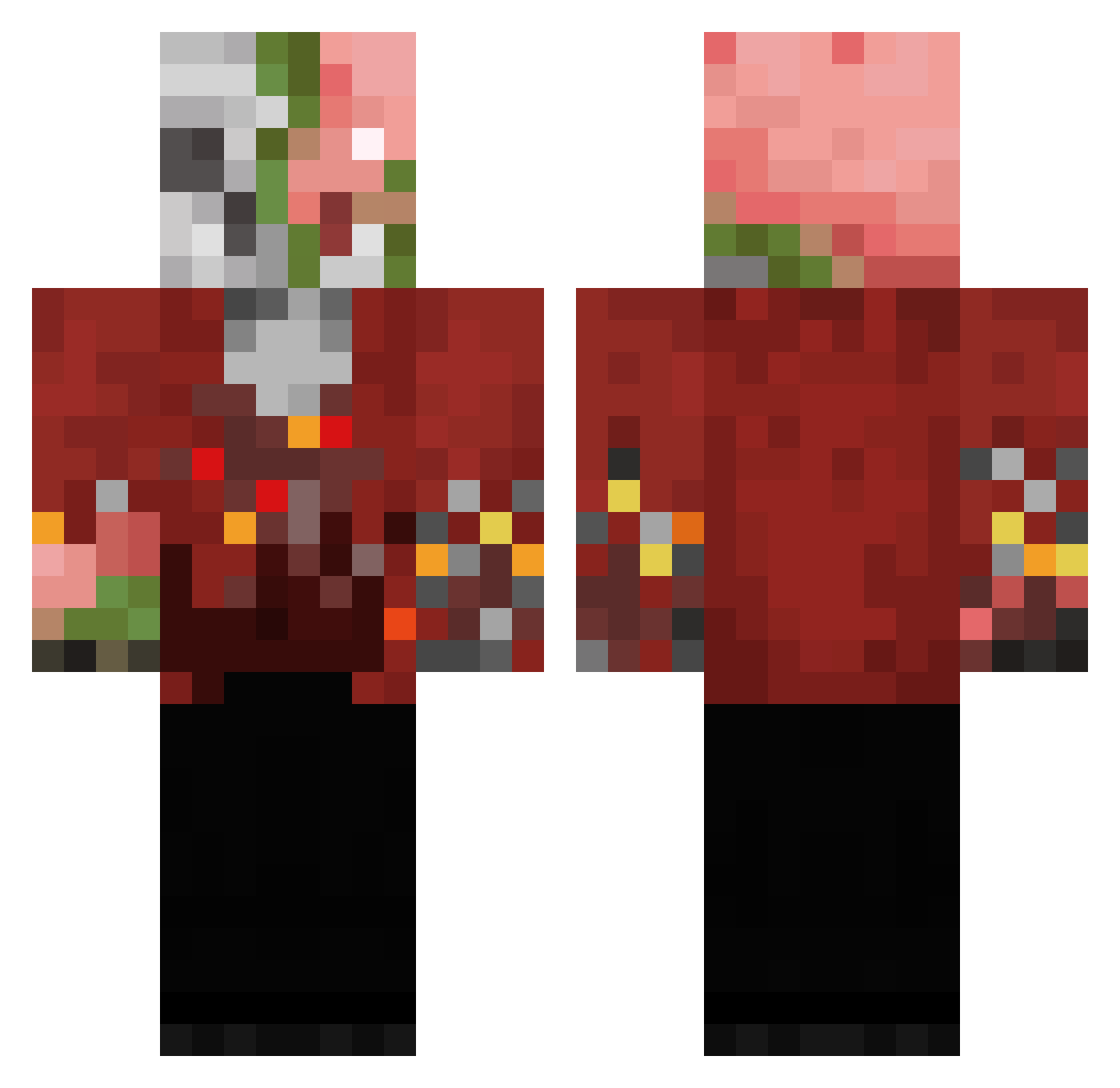GalacticBurst Minecraft skin, front and back view