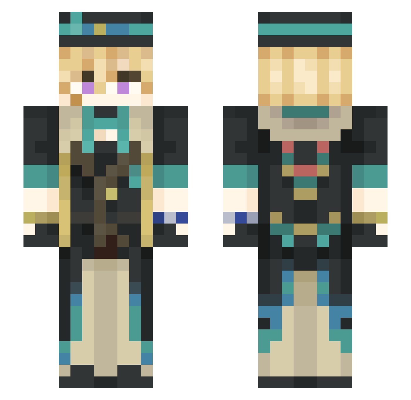 Shigure_Yanagi Minecraft skin, front and back view