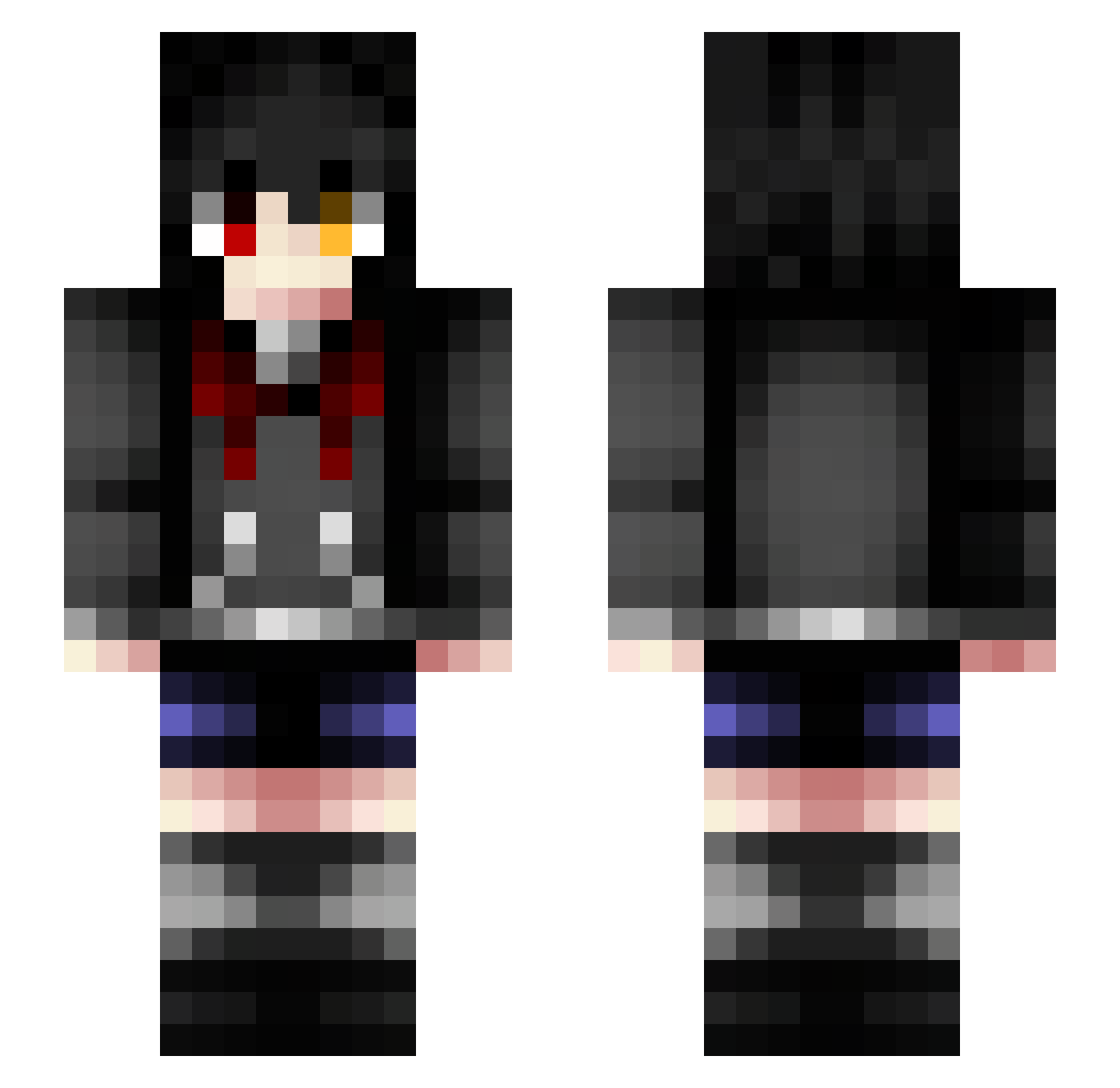 Pqrry Minecraft skin, front and back view