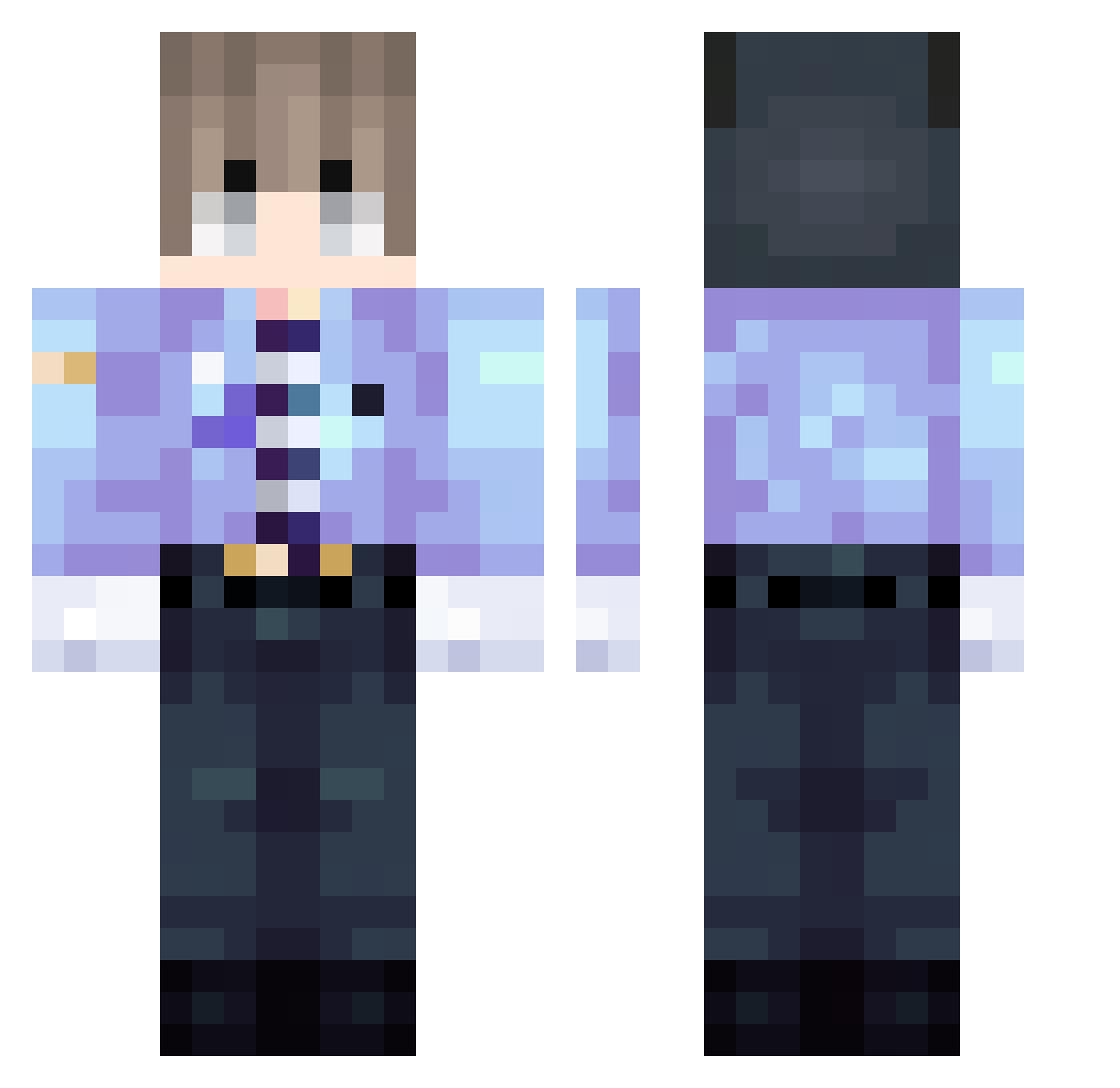 Ryujin1020 Minecraft skin, front and back view
