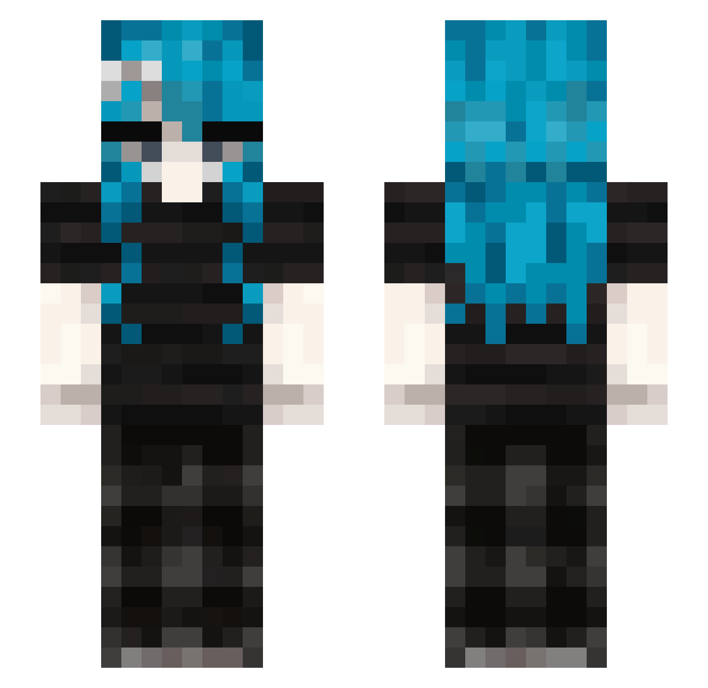 Frazziee Minecraft skin, front and back view