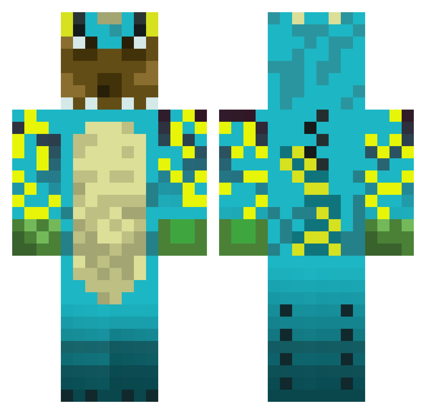 Caller_of_Nature Minecraft skin, front and back view