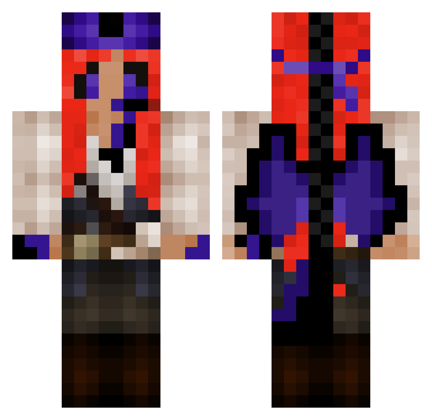 Fizzterror Minecraft skin, front and back view