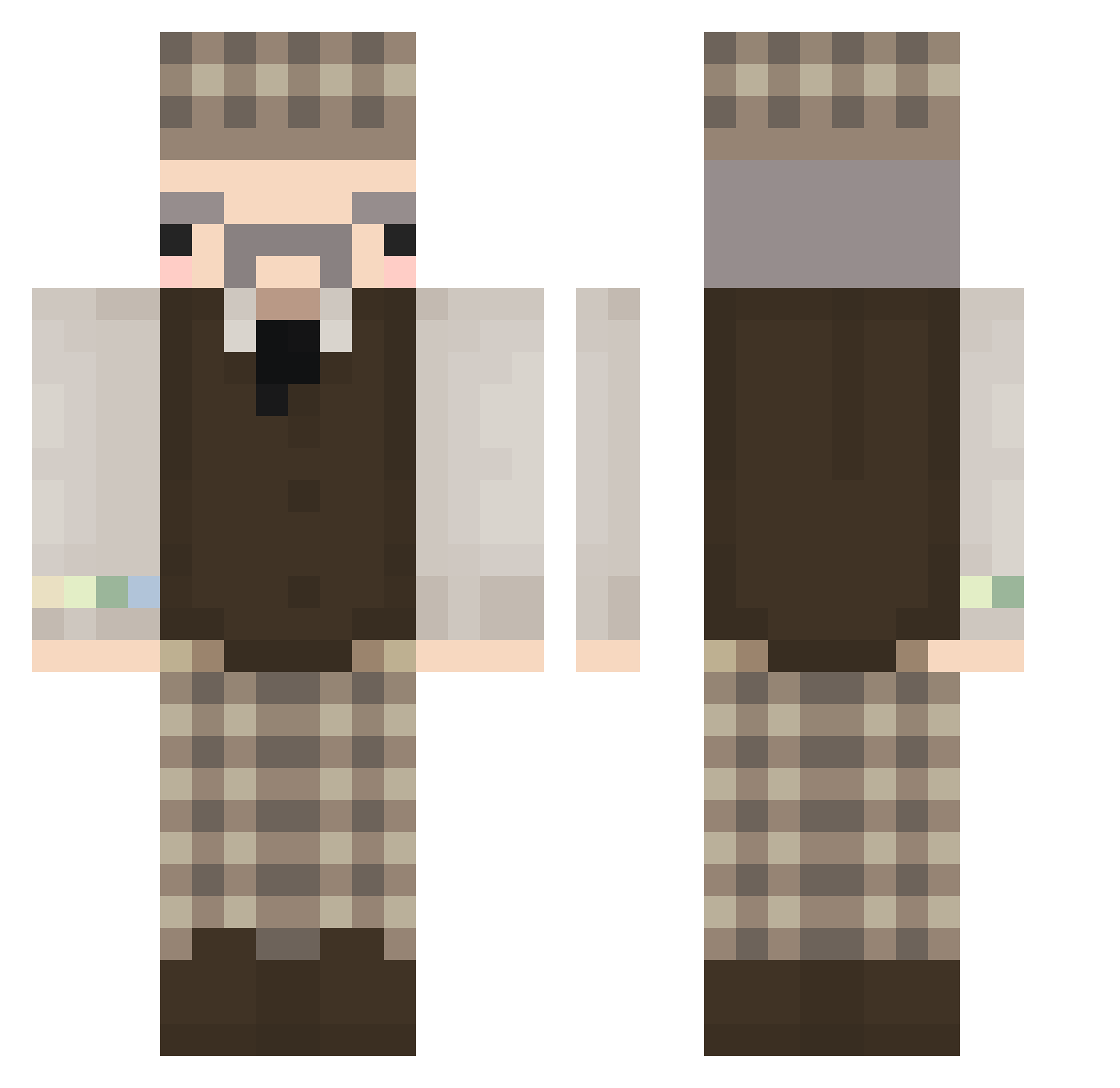 Tuffik Minecraft skin, front and back view