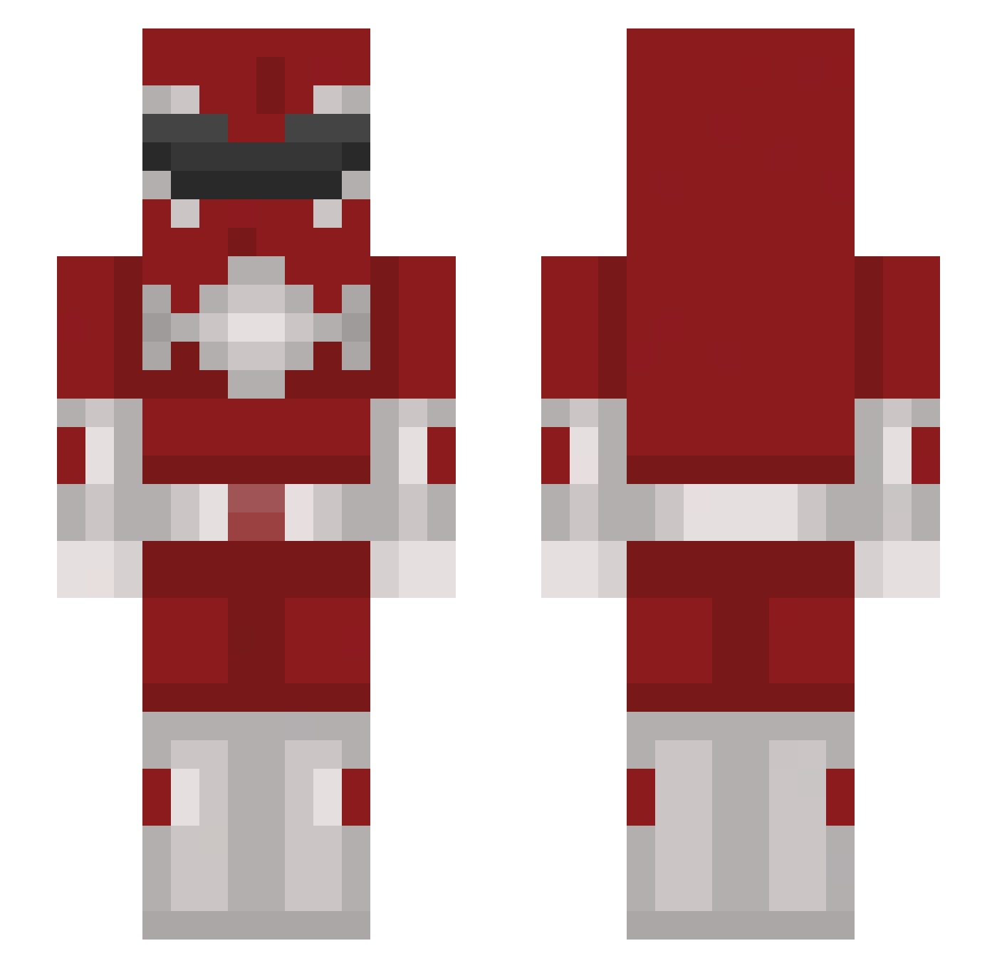 Nygx Minecraft skin, front and back view