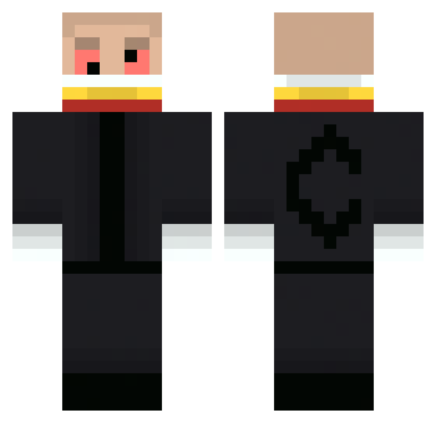 Grechu20 Minecraft skin, front and back view