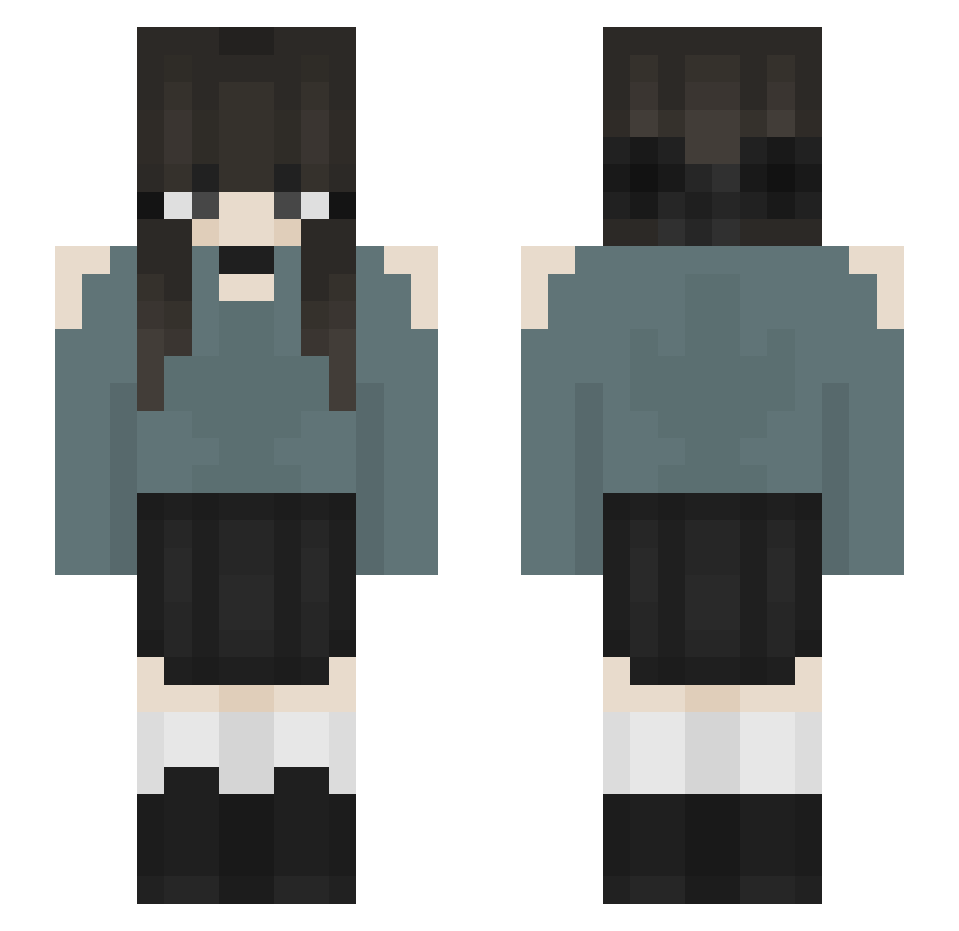 Caistro Minecraft skin, front and back view