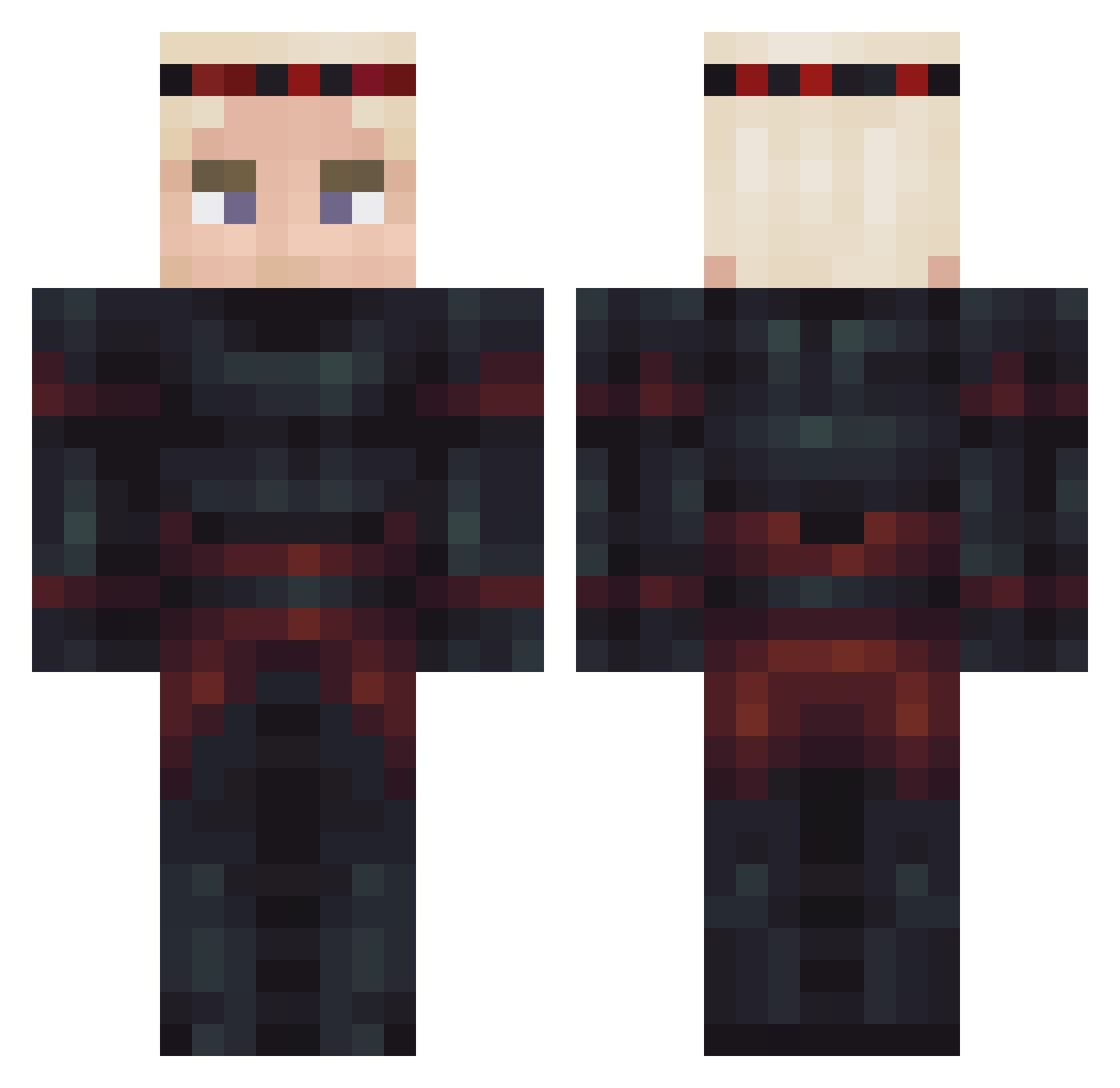 QsWc Minecraft skin, front and back view