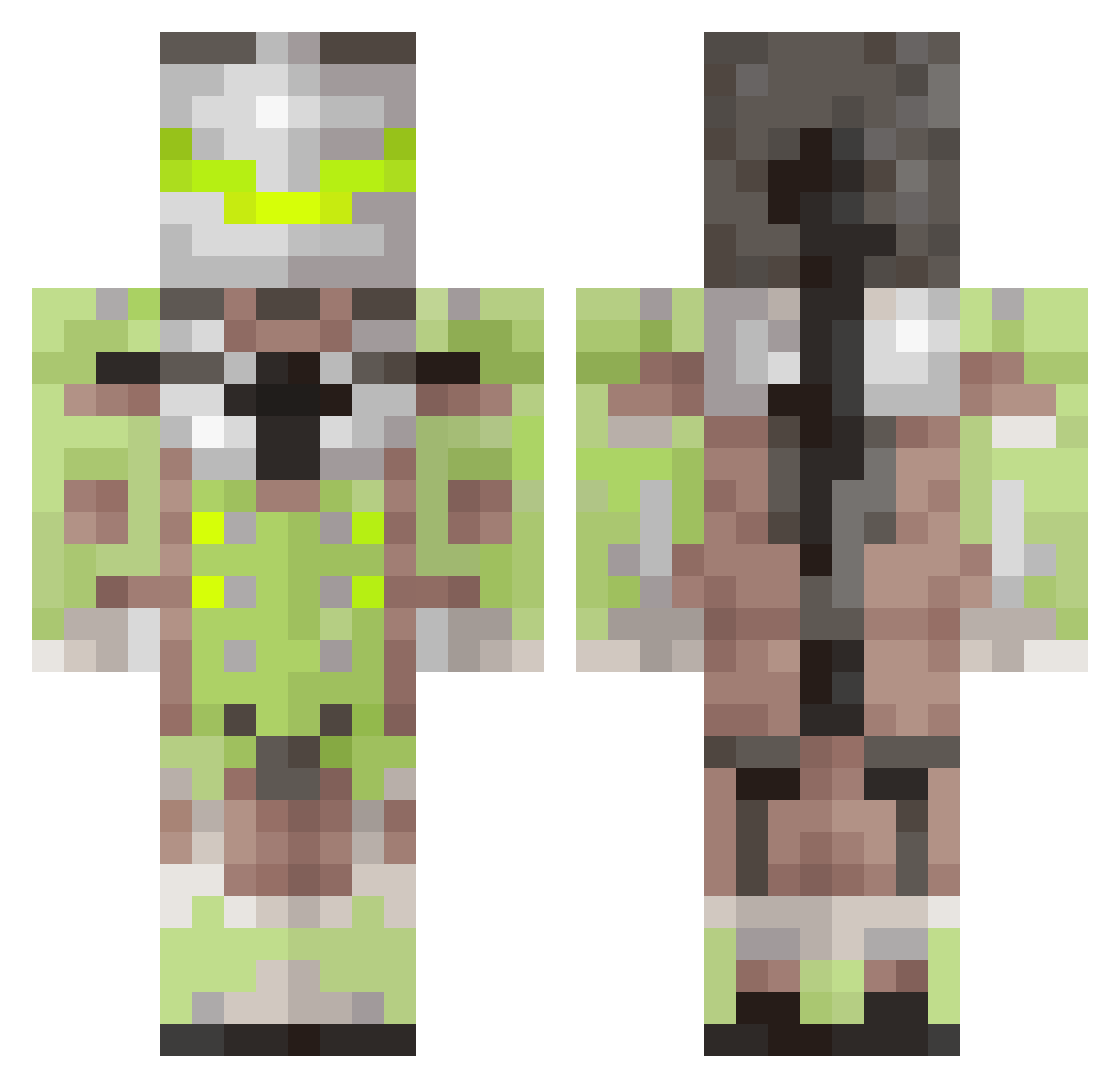 Dredbones Minecraft skin, front and back view