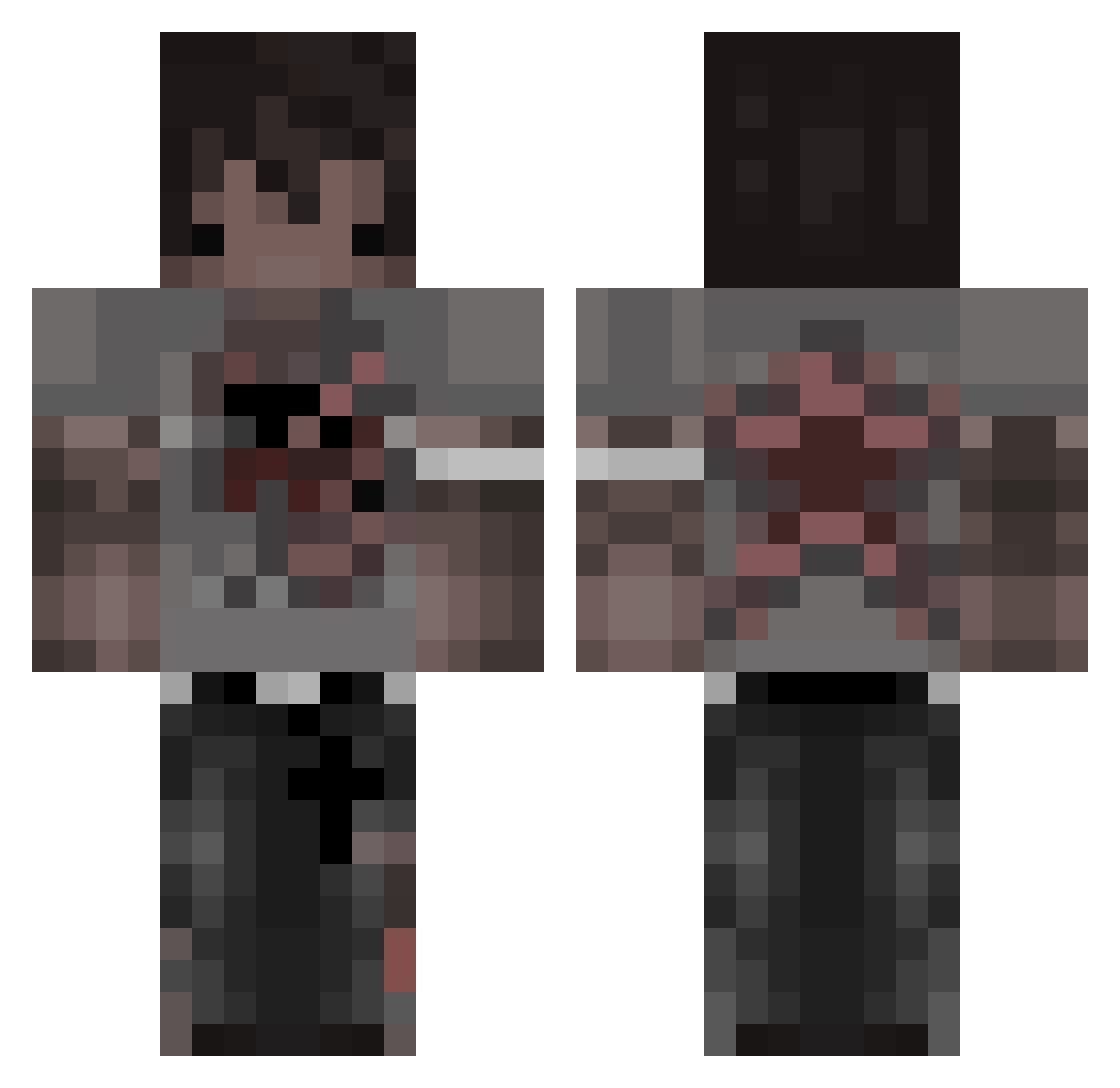 Zeenstar Minecraft skin, front and back view