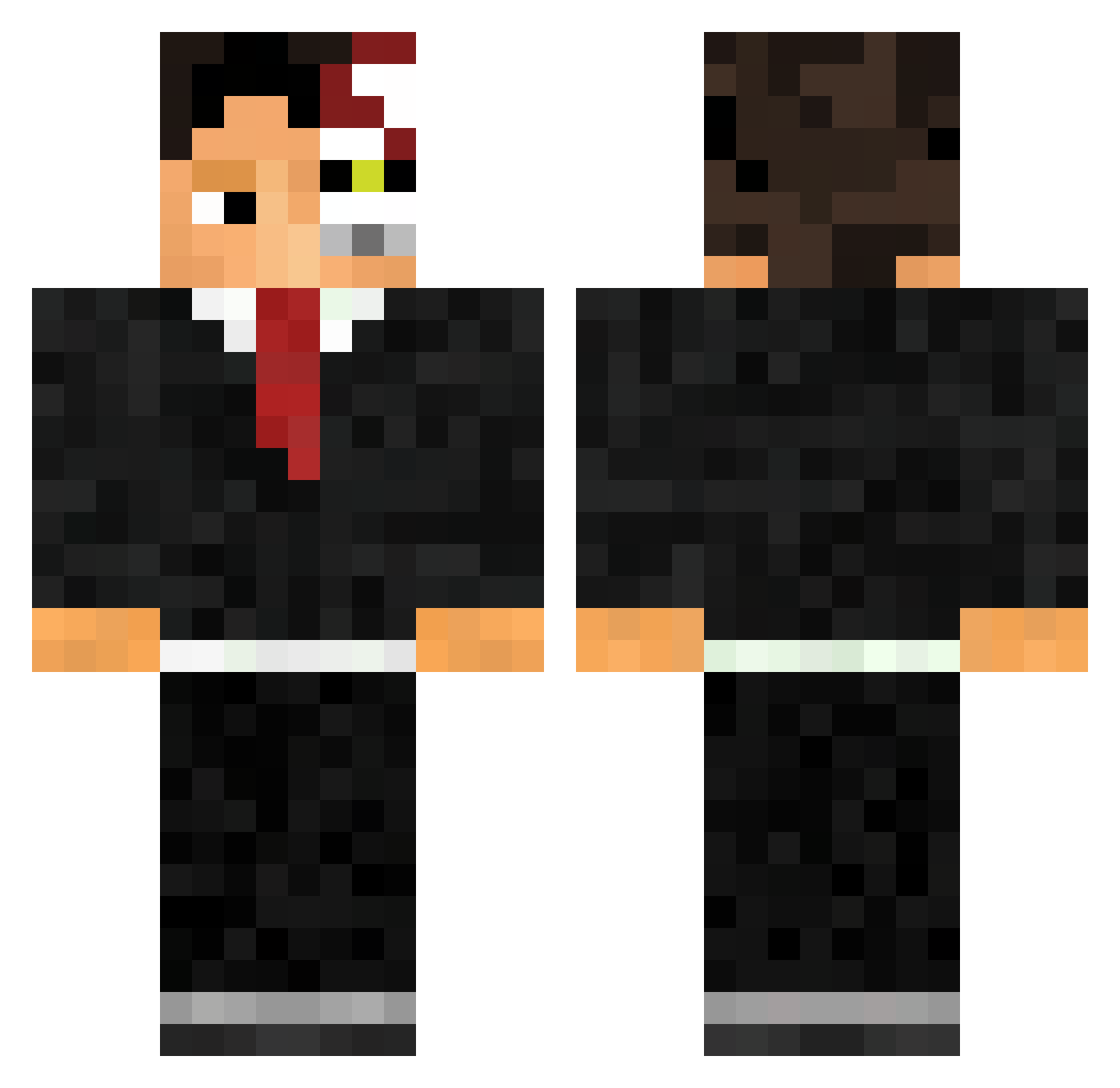 KricW Minecraft skin, front and back view