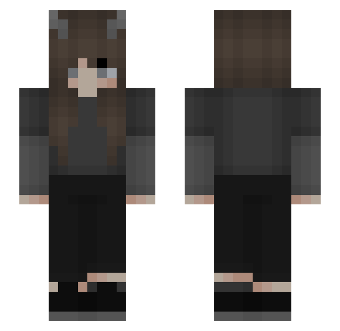 wabigreen Minecraft skin, front and back view