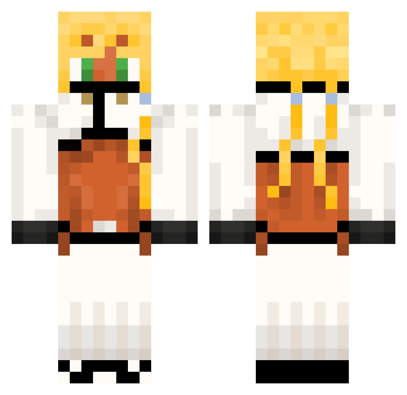Aweflo Minecraft skin, front and back view