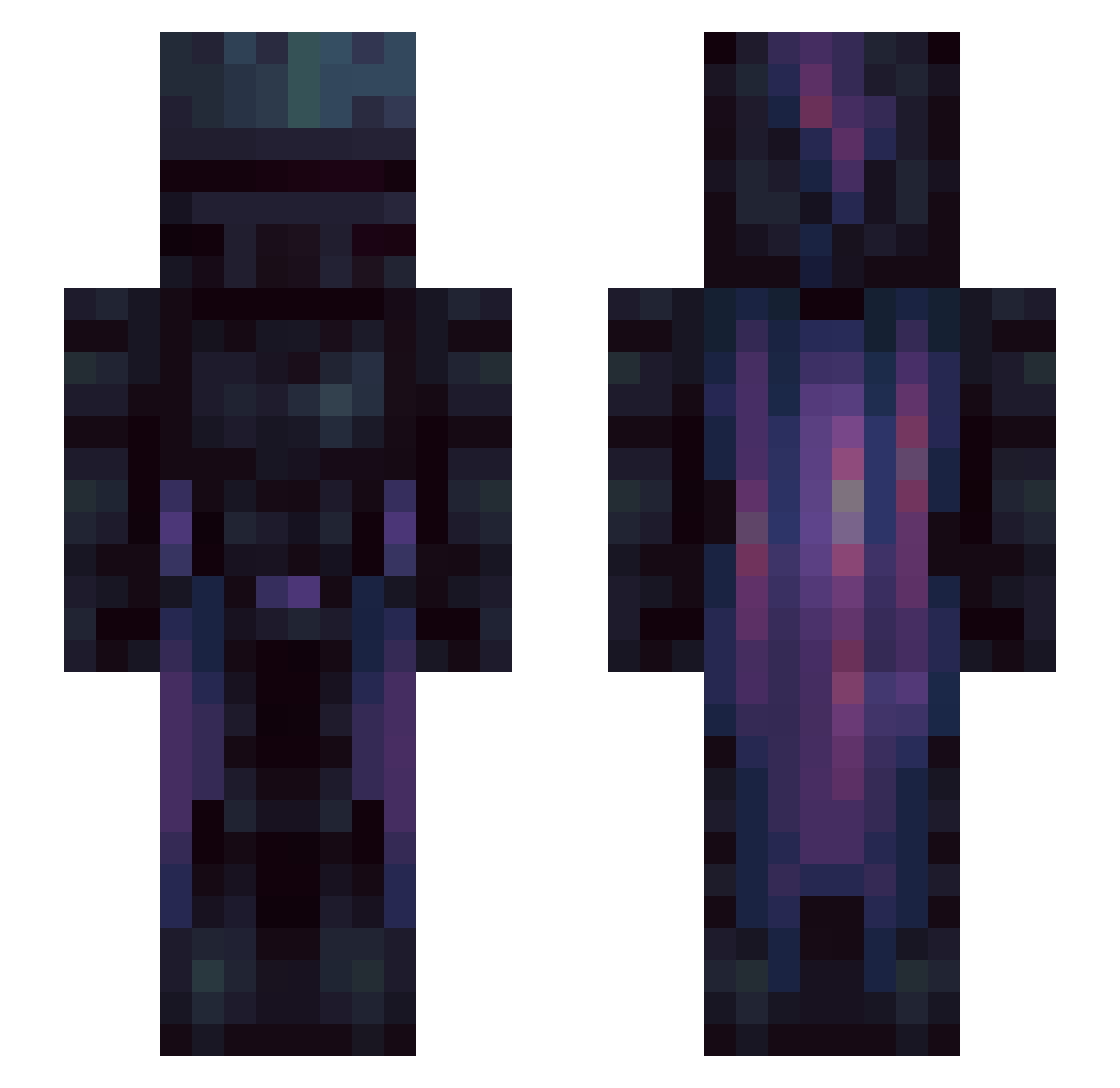 Lavender_NaN Minecraft skin, front and back view