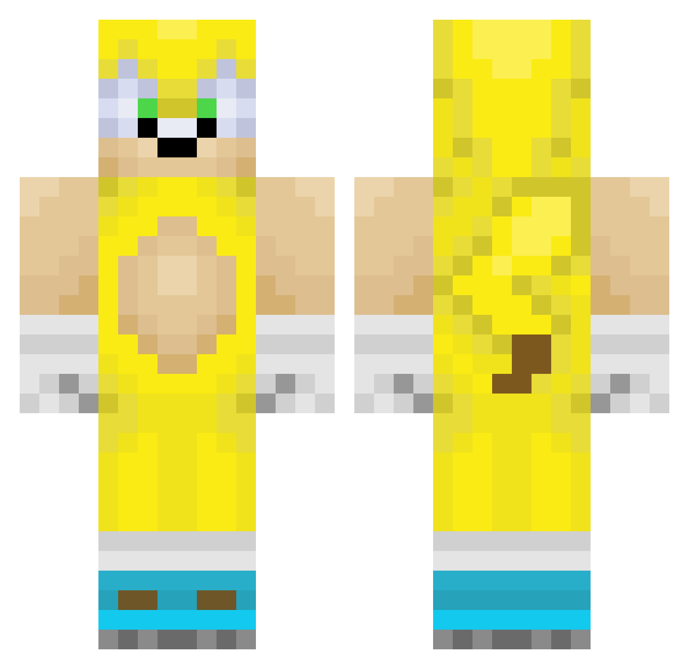 mlgfin Minecraft skin, front and back view