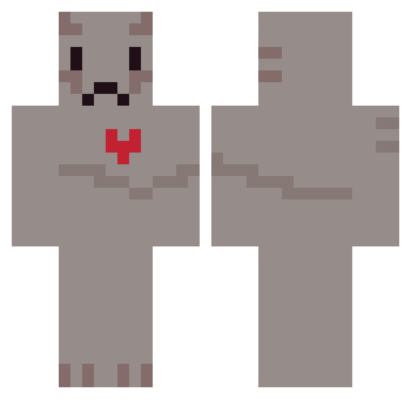 CakedPie Minecraft skin, front and back view