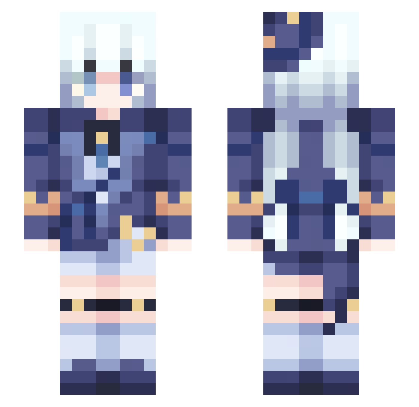 komically Minecraft skin, front and back view