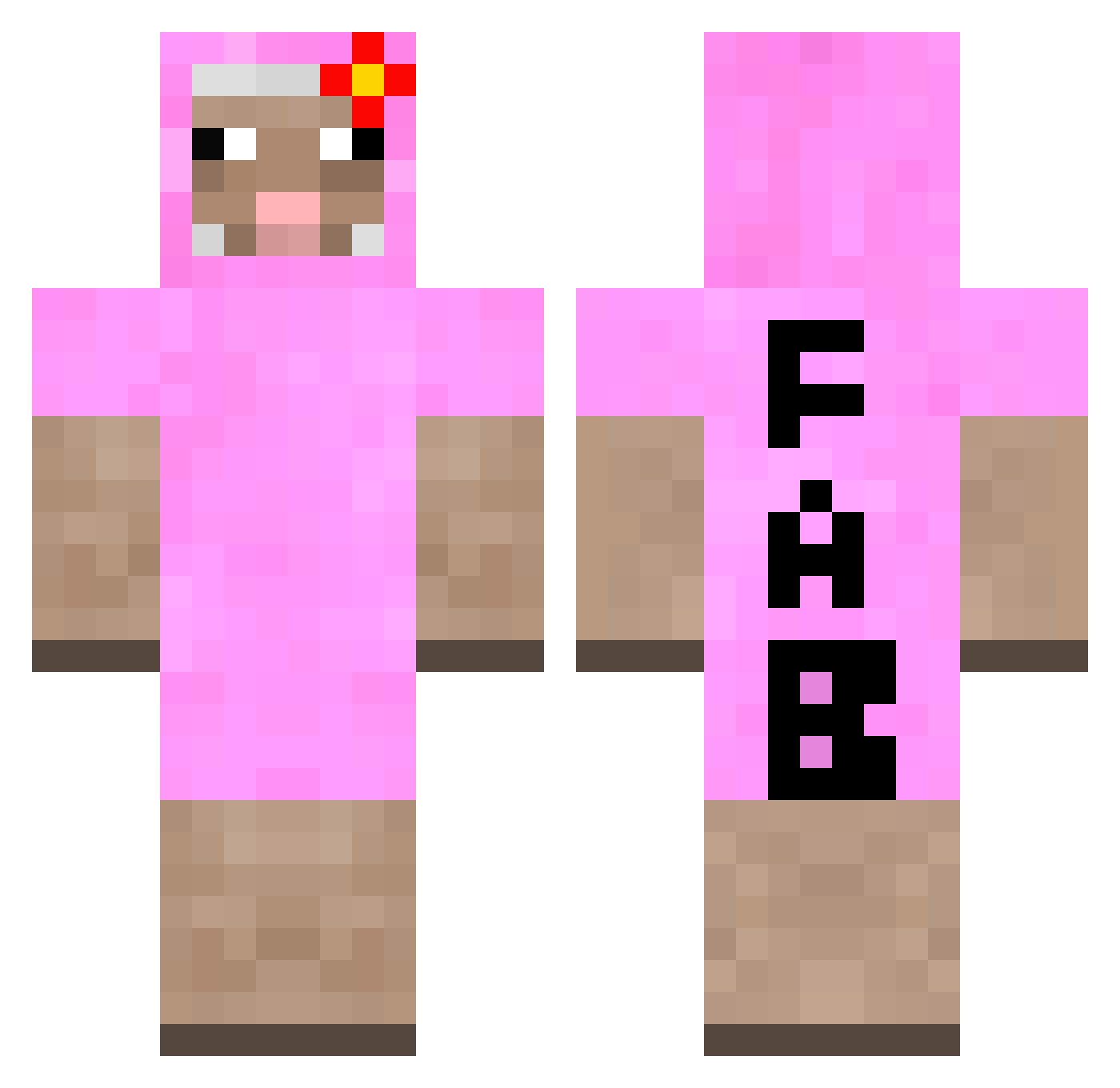 pinksheepbest Minecraft skin, front and back view