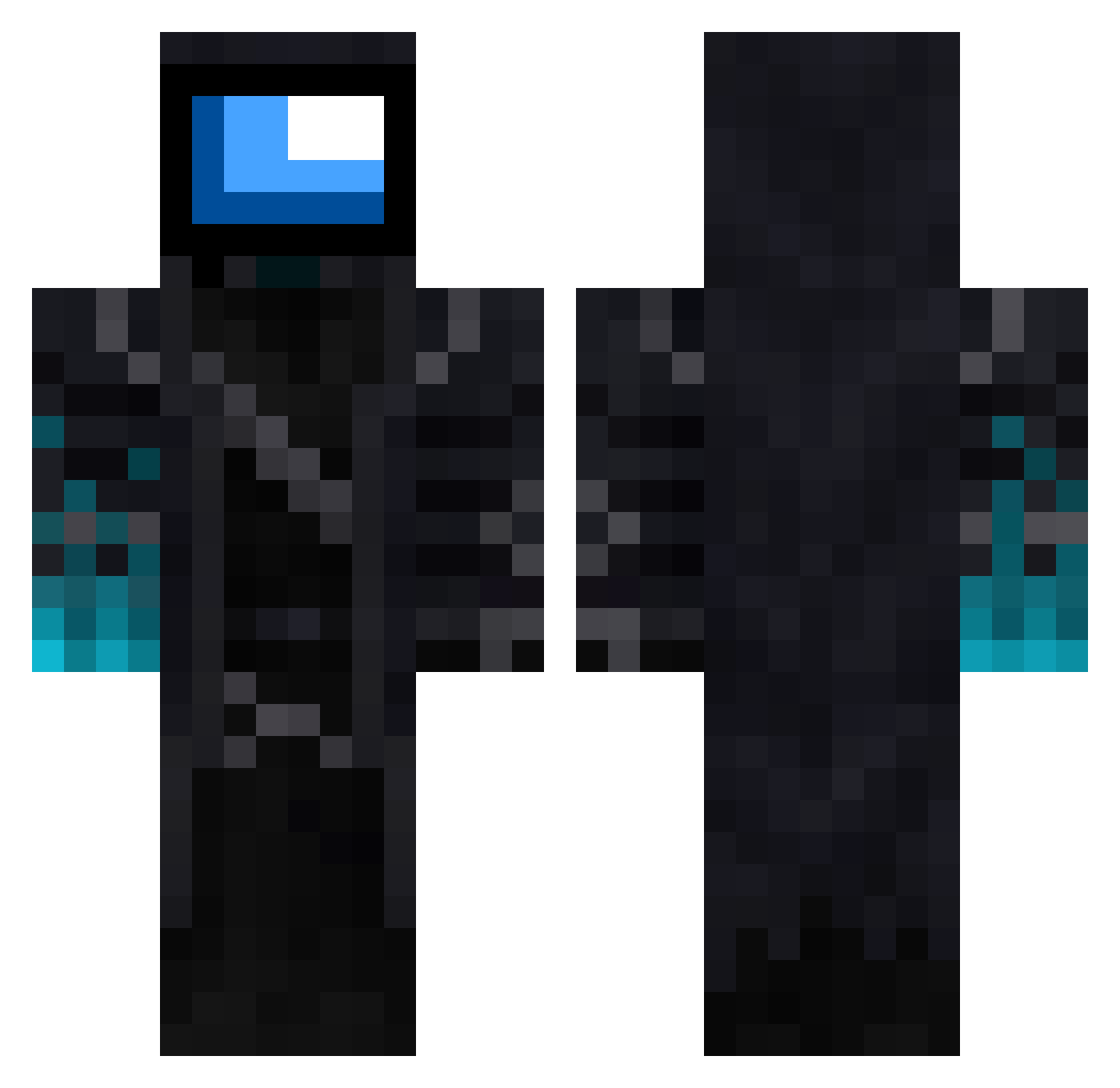 Poopyass47 Minecraft skin, front and back view