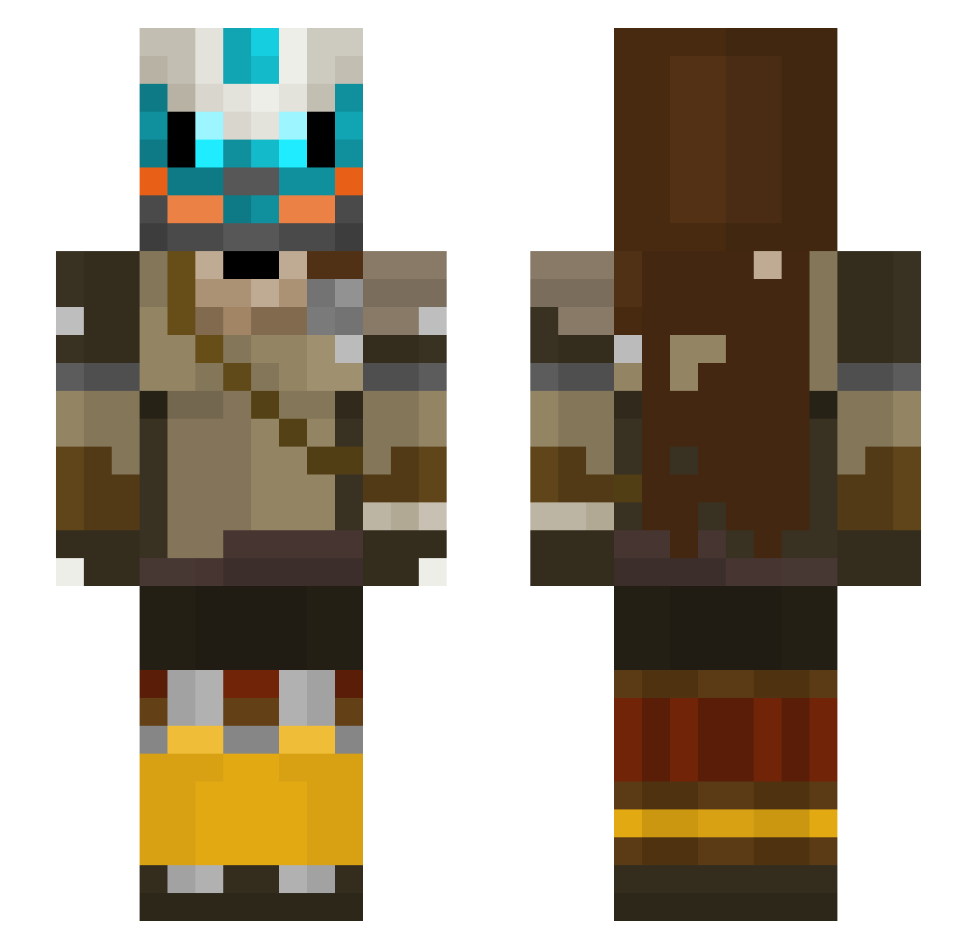 Sugarshacks Minecraft skin, front and back view