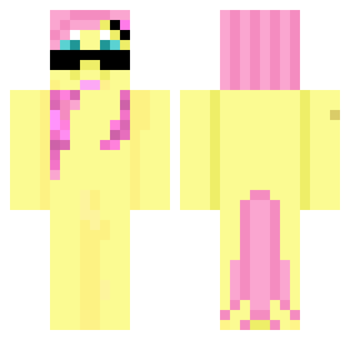 positiwity Minecraft skin, front and back view
