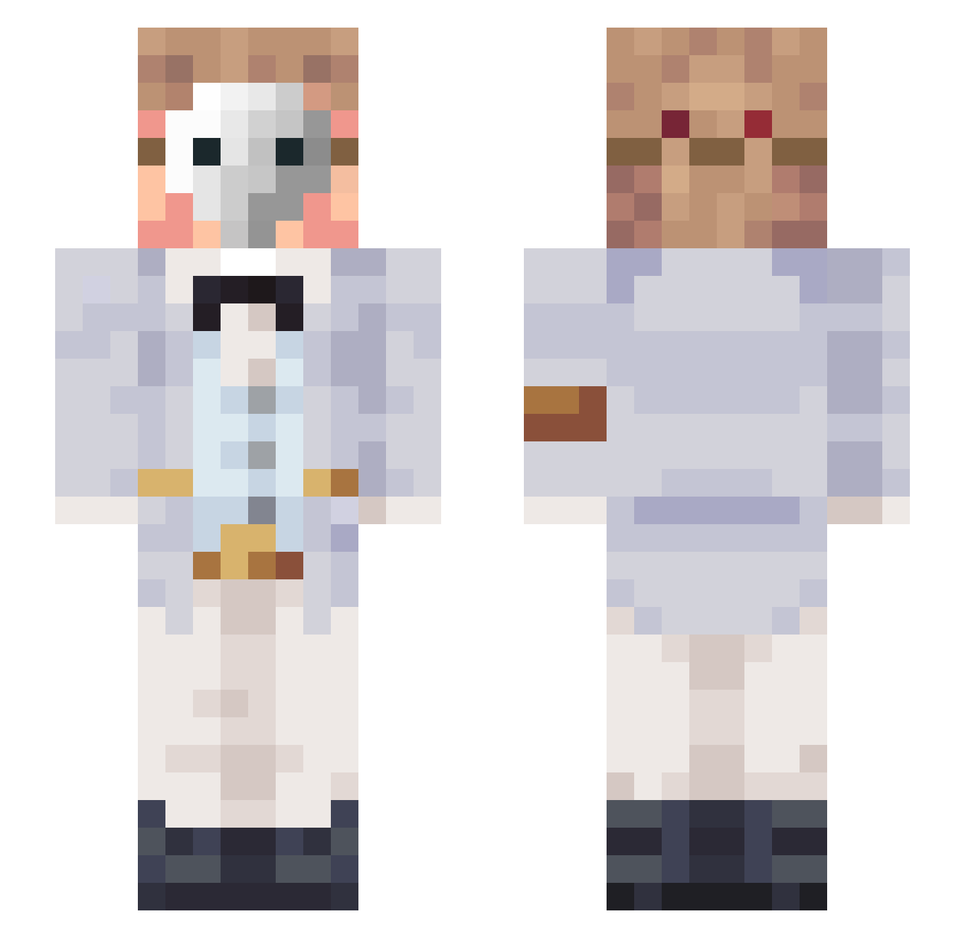 LowKeyLui Minecraft skin, front and back view