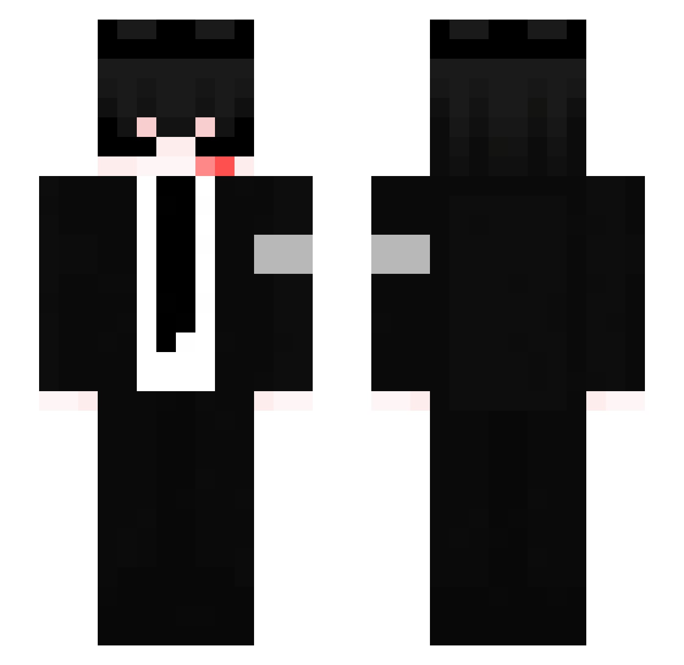 PEMiq Minecraft skin, front and back view