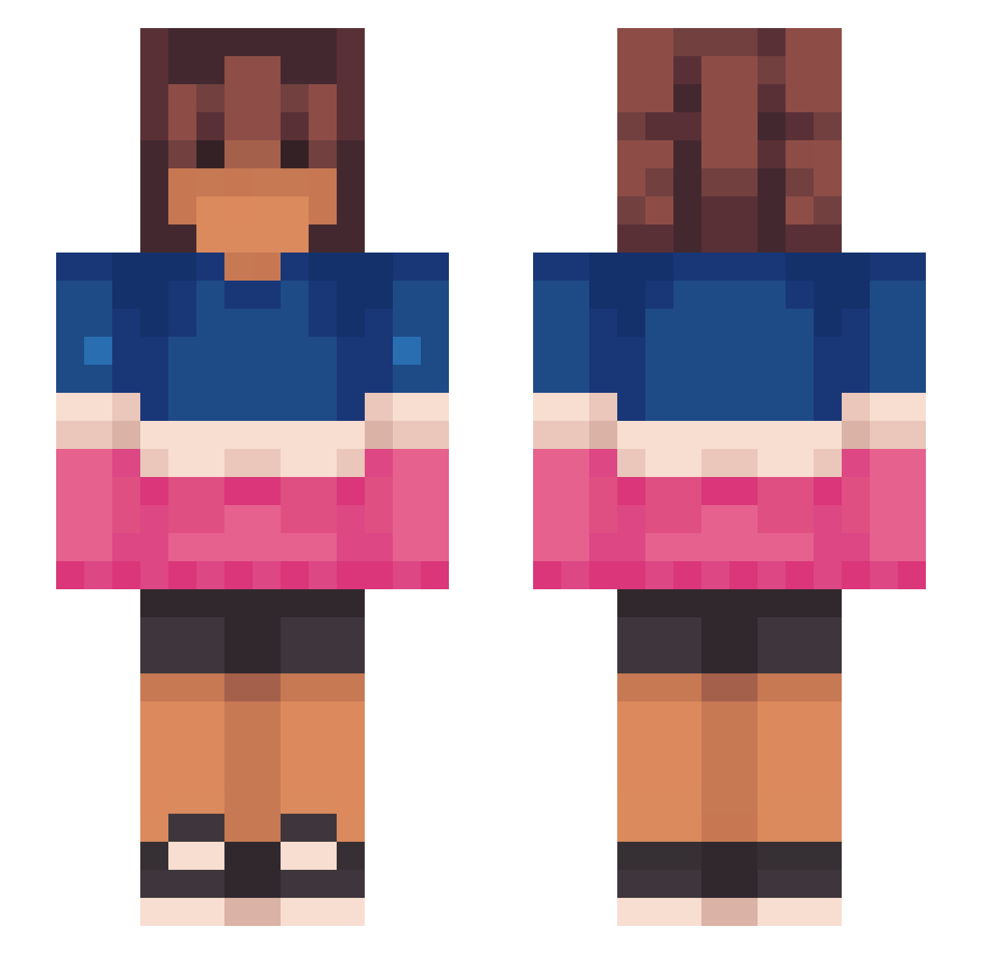 BrekiiBr Minecraft skin, front and back view