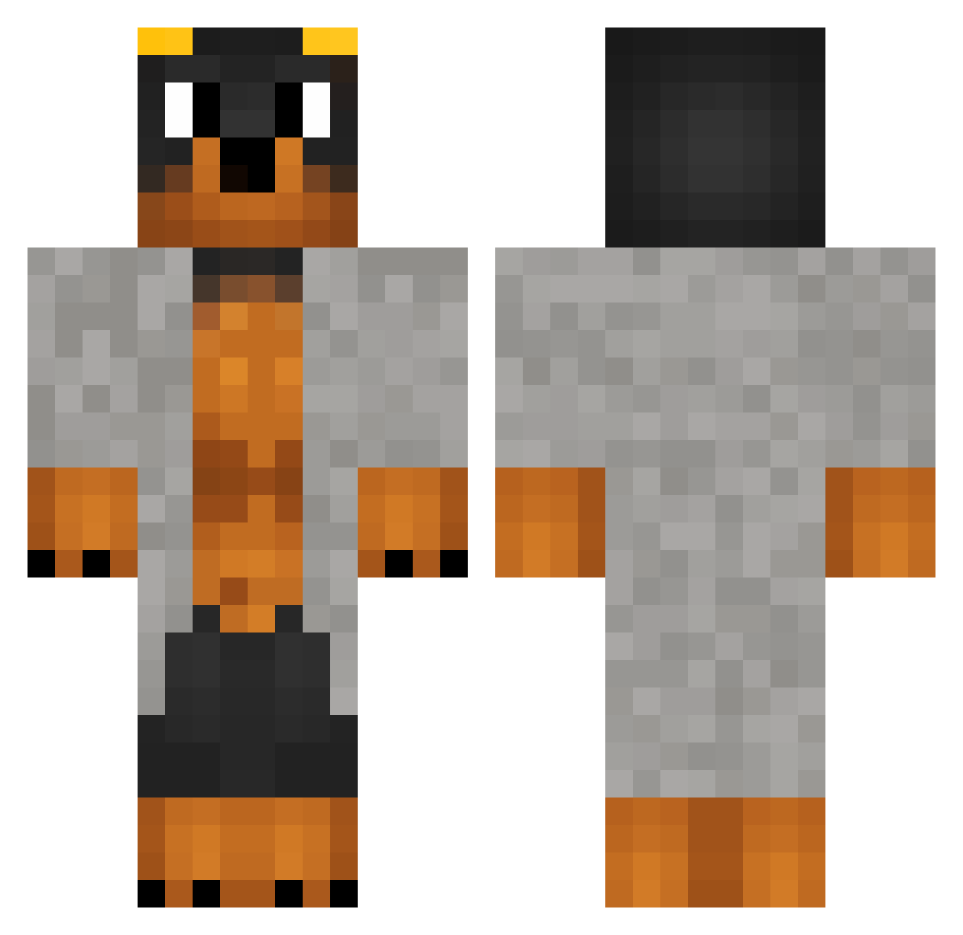 Malythor2010 Minecraft skin, front and back view
