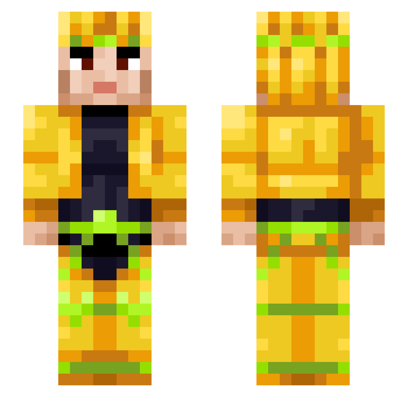 PiRoG Minecraft skin, front and back view
