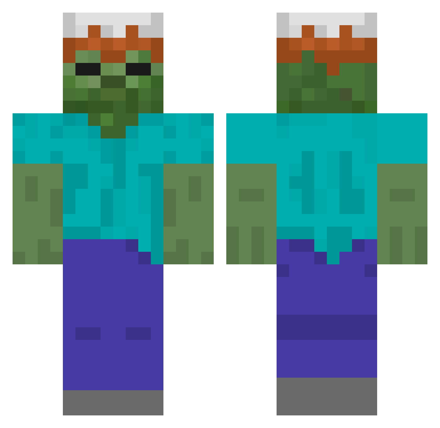 HA7DENN Minecraft skin, front and back view