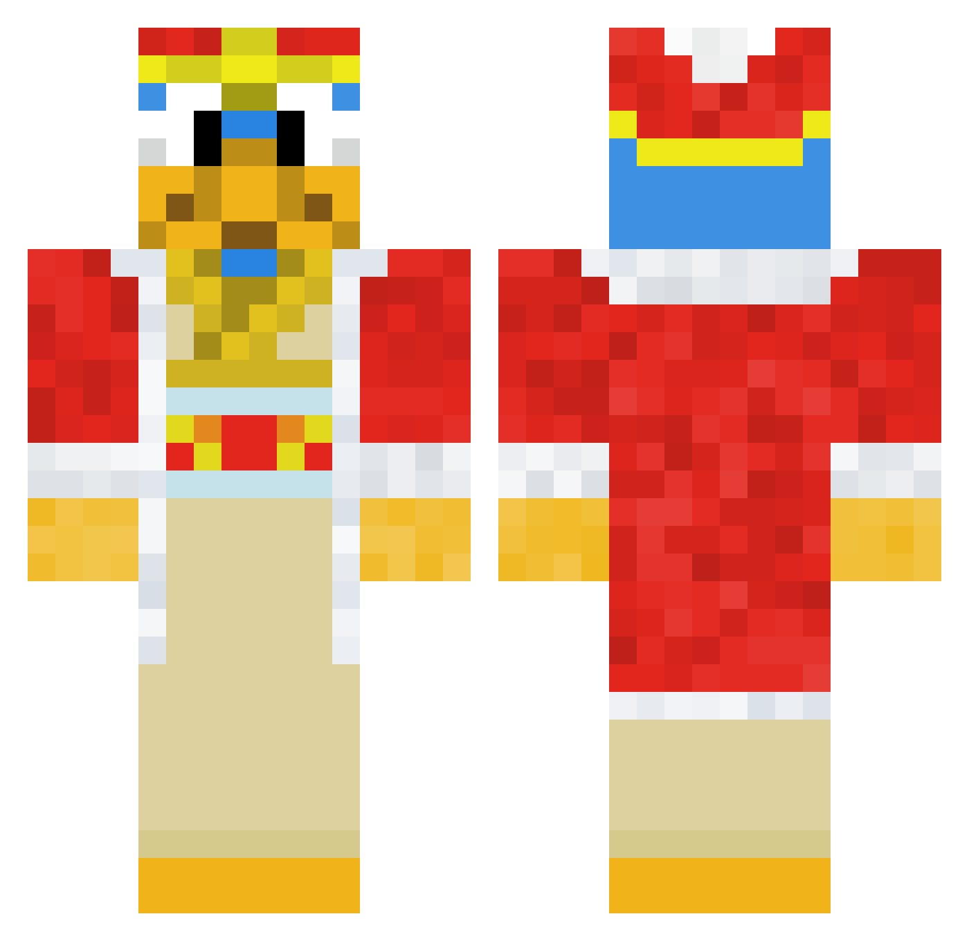 Hurtling Minecraft skin, front and back view
