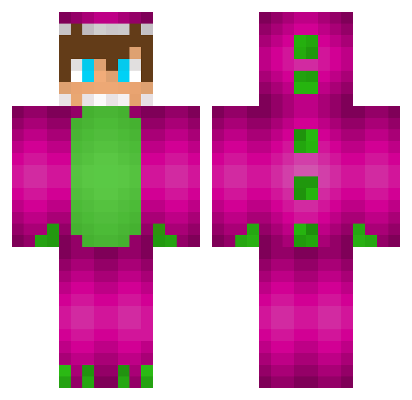 Barneytogo Minecraft skin, front and back view