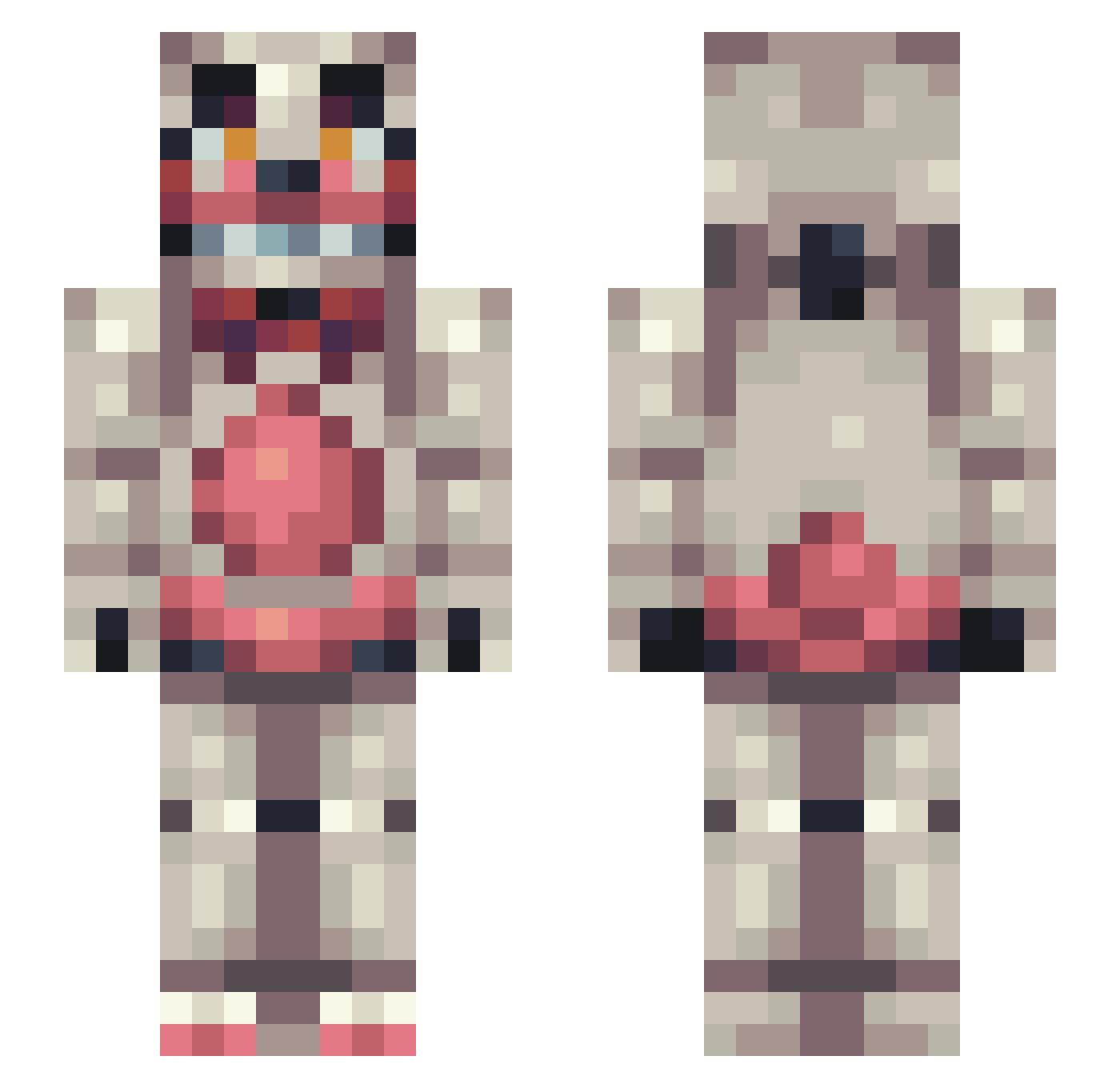 Al3xL3x Minecraft skin, front and back view