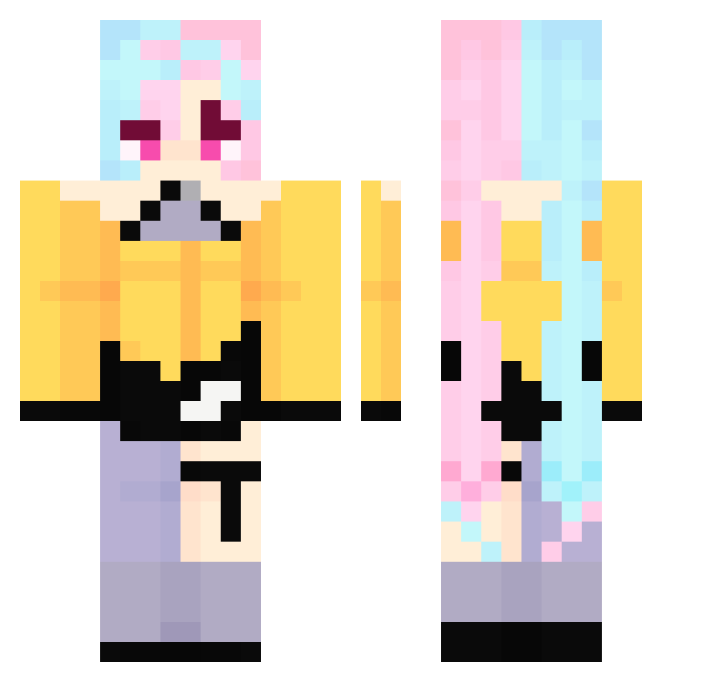Newaiiz Minecraft skin, front and back view