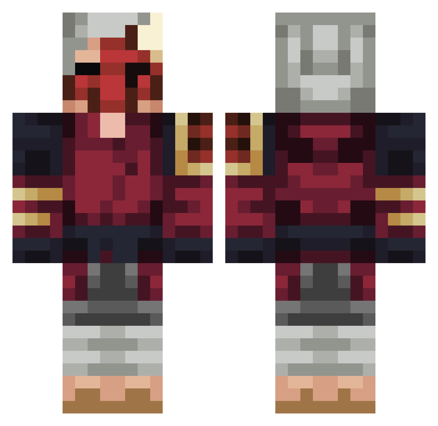 CSL7 Minecraft skin, front and back view