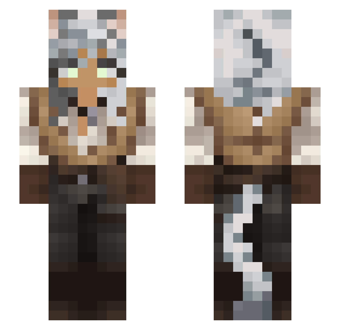 Parkertxt Minecraft skin, front and back view