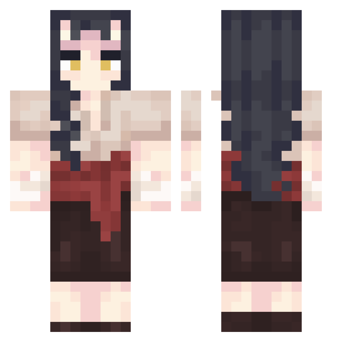 BoopleBlaple Minecraft skin, front and back view