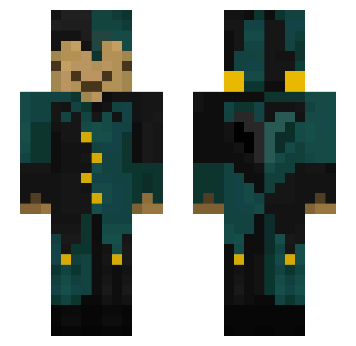 NotDelvilish Minecraft skin, front and back view