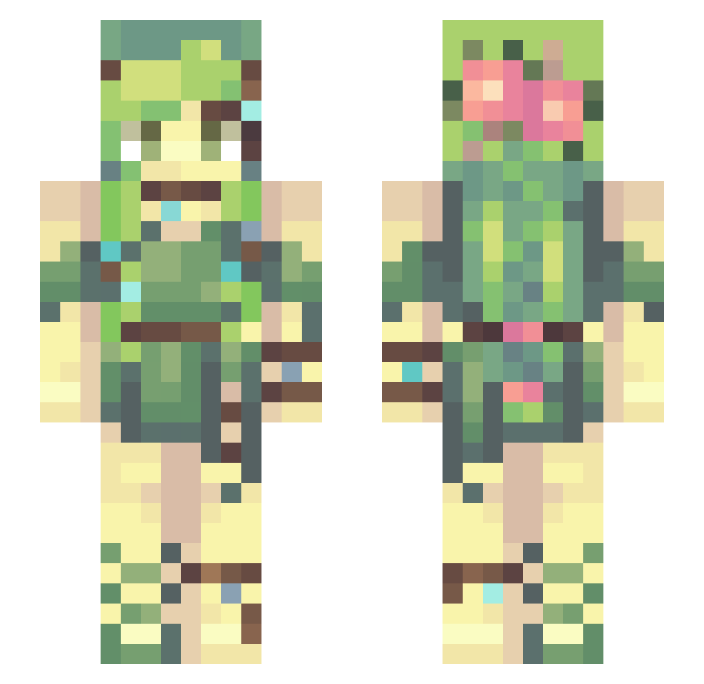 YaraP Minecraft skin, front and back view