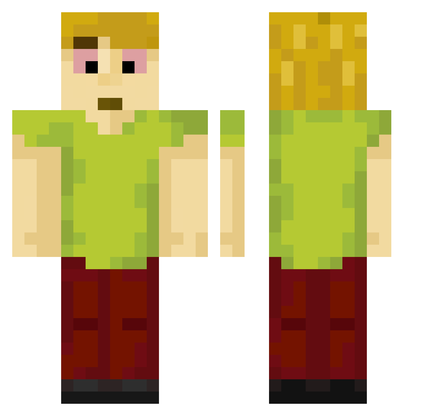 CarlosK Minecraft skin, front and back view
