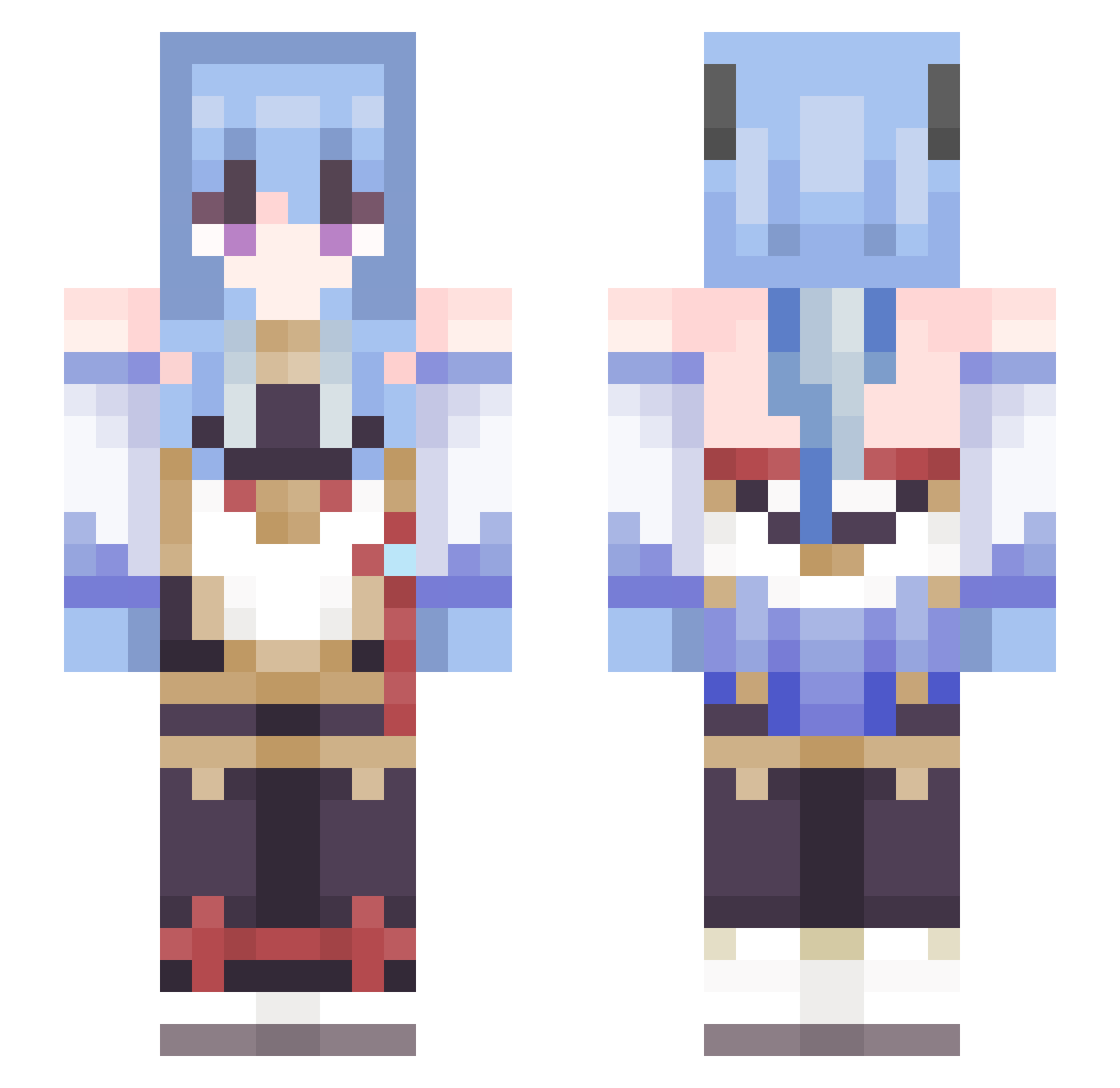 Yui427 Minecraft skin, front and back view