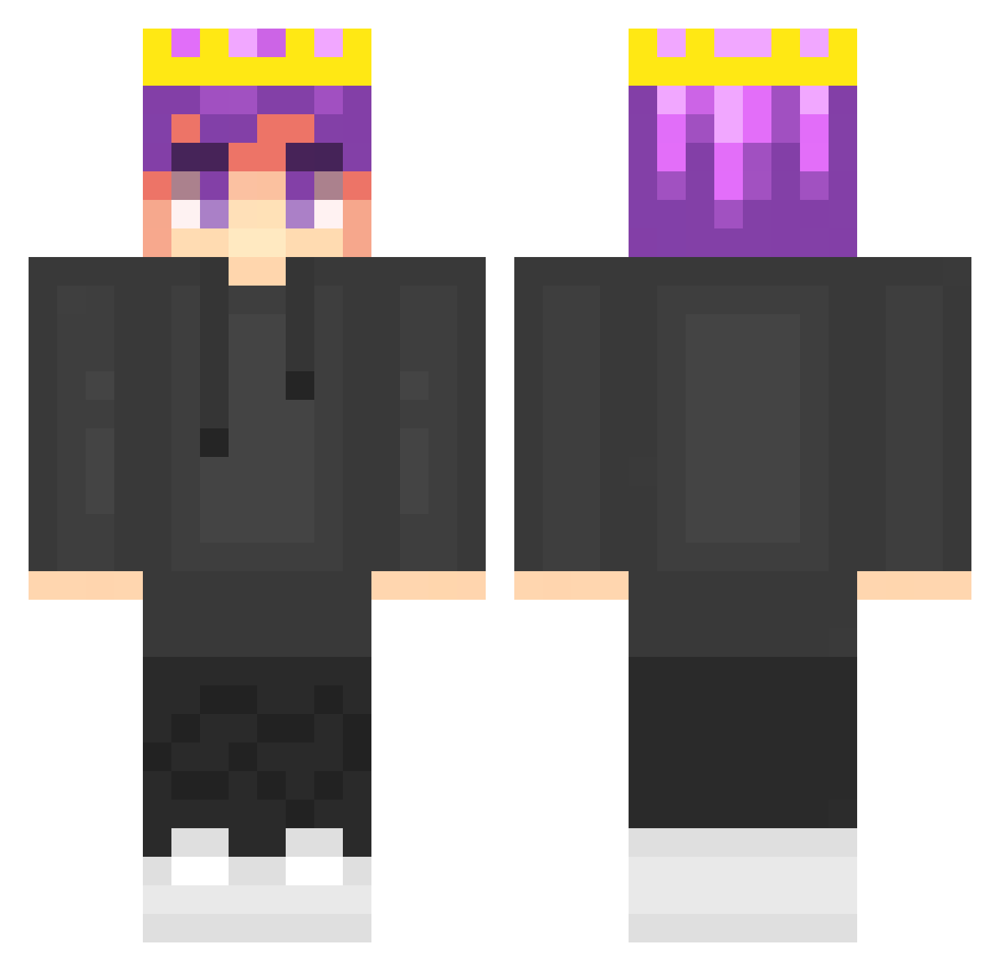 JACKBLEK Minecraft skin, front and back view
