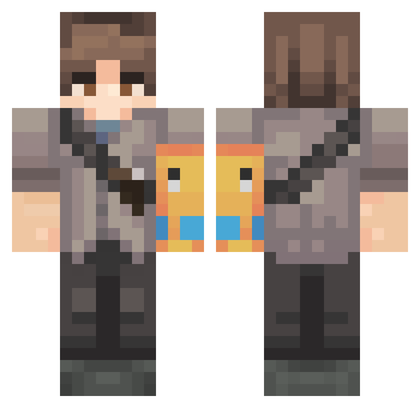 SaberPoo Minecraft skin, front and back view