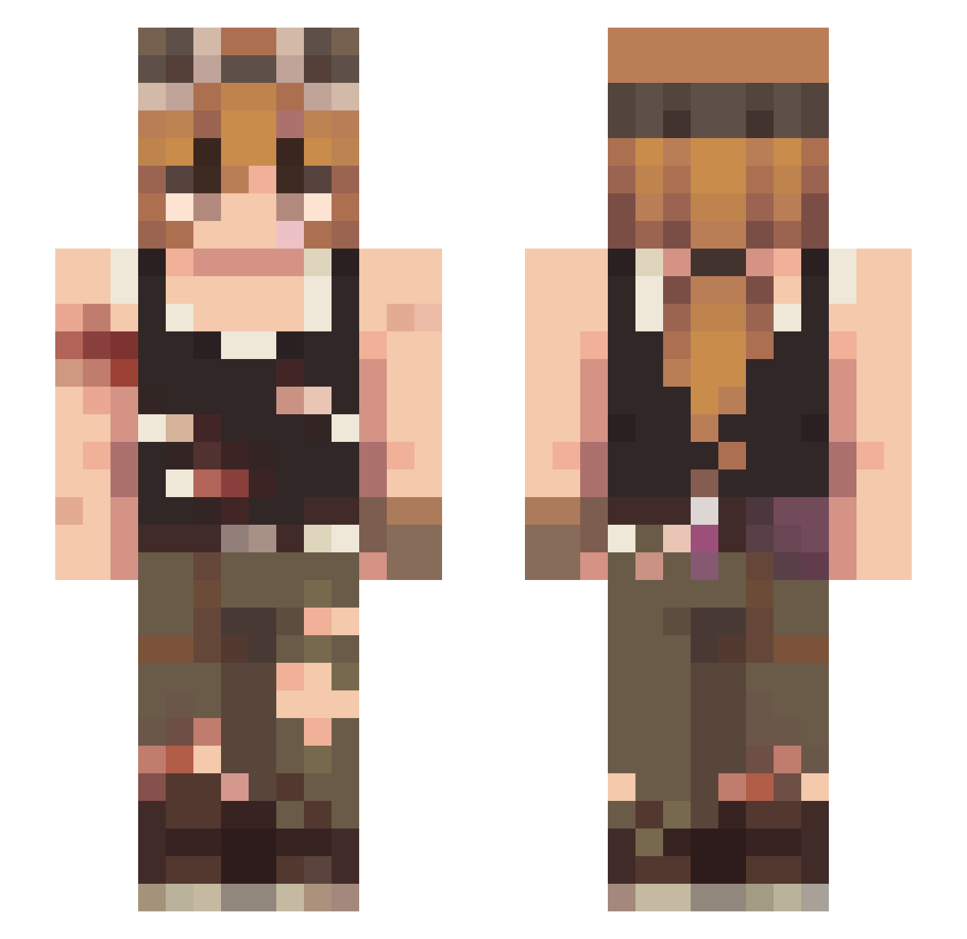Perseus64 Minecraft skin, front and back view