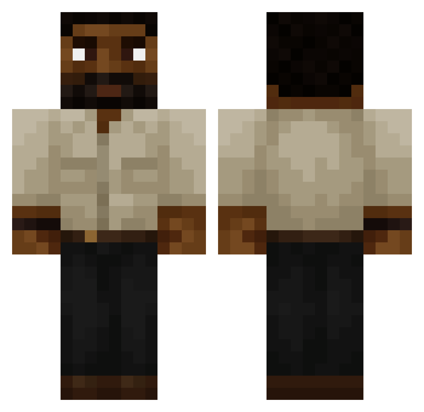 simonbackrooms Minecraft skin, front and back view